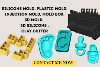 design silicone plastic mold, injection mold printable clay cutter, mold box