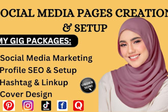 setup all social media accounts facebook business pages, optimize instagram page