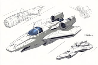 draw spaceship concept art or design a starship or scifi vehicle