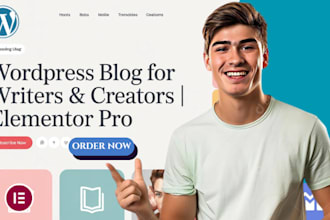 design a modern wordpress blog website elementor pro for bloggers and authors