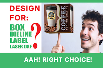 draw box dieline, 3d mockup and prepare laser compatible dxf
