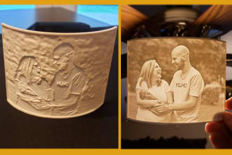 design lithophane for your photo to 3d print  birthday gift