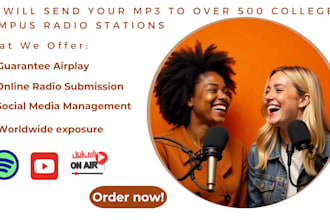 send your mp3 to over 500 college campus radio stations