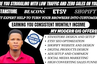 tiktok shop shopify stan store etsy digital product etsy beacon ai google ads