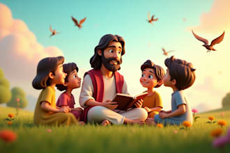 design christian kids storybooks with bible character themed art illustration