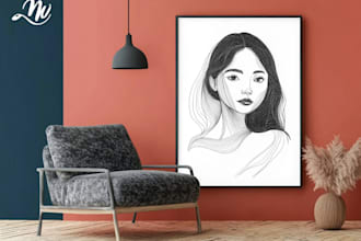 make scribble art, abstract line portrait