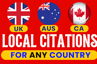 do manual local citations for UK, canada, aus, and global local citations