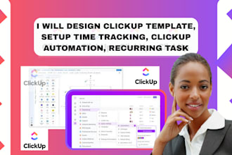 design clickup template, setup time tracking, clickup automation, recurring task