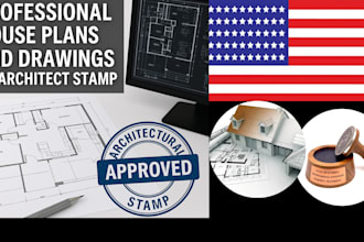 do house plans, floor plan, cad drawing and architectural US stamp