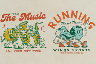 do unique vintage mascot logo and cartoon character design