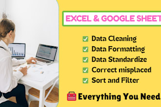 clean google sheets or excel data, remove duplicates, fix formatting