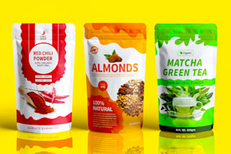 do pouch packaging design, product label design and supplement label design
