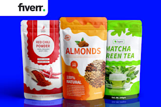 do pouch packaging design, product label design and supplement label design