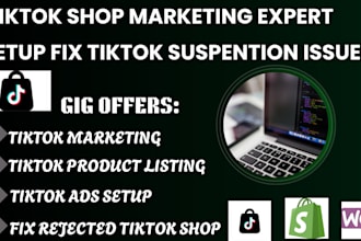 setup manage fix rejected tiktok marketing dropshipping shop,product listing ads