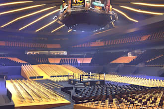 design metaverse boxing arena,fight club, sports render,auditorium interior seat