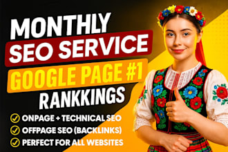 do monthly website SEO service via quality backlinks building for google ranking