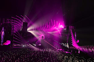 realistic 3d cgi stage design, event center, climate hall, festival