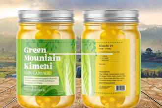 customize label spice, sauce, salsa, seamoss, gel, chili, food packaging design