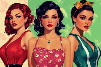 create vintage, retro, cartoon, pop art illustration