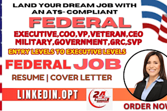 write a professional ats federal resume writing, USA jobs, executive writing, cv