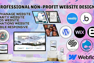 design a non profit weebly wix bubble webflow blogger drupal wordpress website