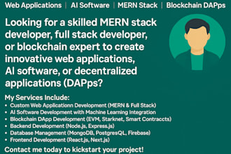 develop custom web applications, dapp, websites ai chatbots as mern  fullstack