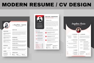 do professional resume, cv resume, modern resume for canva infographic