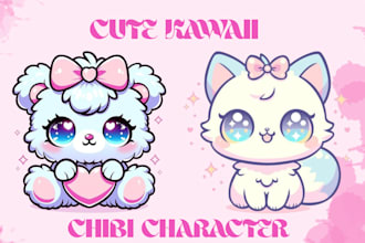 draw cute chibi kawaii mascot cartoon character kawaii logo kawaii twitch emotes
