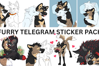 draw custom furry telegram and discord stickers, sfw nsfw animated pack