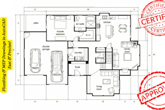 design architectural floor plans, plumbing plan and mep drawings in autocad