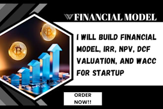 build financial model, irr, npv, dcf valuation, and wacc for startup