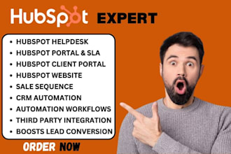 set up hubspot helpdesk, sla, client portal, and playbooks, pipedrive