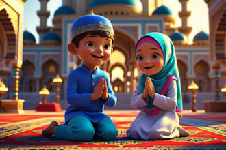 illustrate children islamic designs, muslim kids book and write islamic content