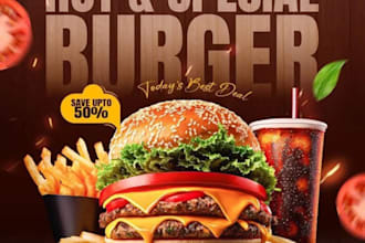 design promotional burger posters for your food brand