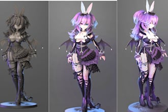 do 3d anime model anime manga character nsfw vrc figurine for 3d printing, game