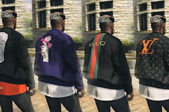 make custom fivem clothing for you, fivem clothes, fivem tattoo, fivem ped