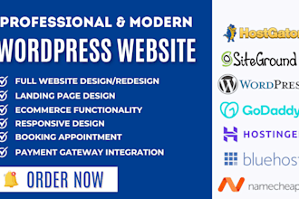 build wordpress website, on bluehost, hostinger, godaddy, namecheap, siteground