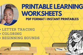 create printable learning worksheets for preschool or kindergarten