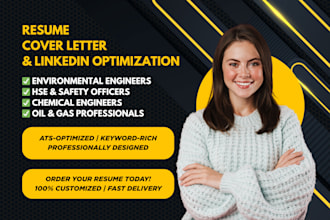 environment engineering, chemical, hse, oil and gas resumes, resume builder