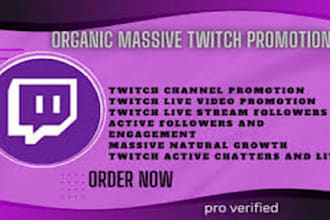 do organic and superfast kick and twitch channel promotion social media manager