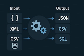 convert json, XML, CSV, sql files from one format to another