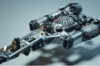 create 3d armored spaceship model, aircraft, drone aerospace, hard surface model