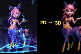 convert 2d to 3d head 3d bust anime figurine 3d character  action figure stl obj