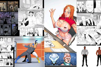 draw graphic novel illustration, comic page, comic art as comic book nsfw artist