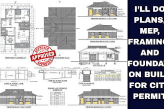 design city permit blueprints, mep, framing plans, foundation,structural drawing