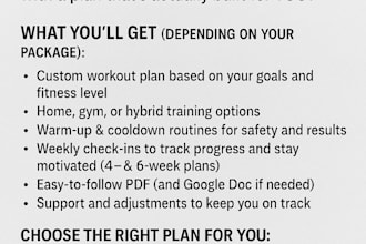 design a personalized home or gym workout plan