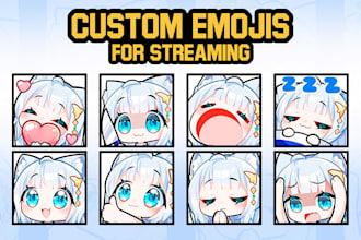 draw funny anime emojis or badges for twitch, youtube or discord