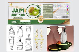 design sketch and develop your product concept, label design and poster design