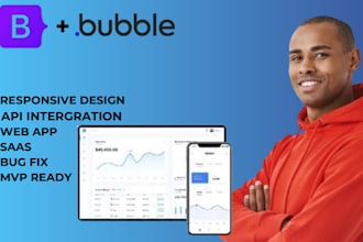 build your bubble io web application, mvp,  responsive bubble website