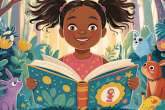 create children story book illustrations, kids cover illustration, picture book
